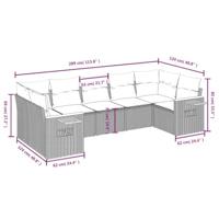 7-delige Loungeset met kussens poly rattan grijs - thumbnail