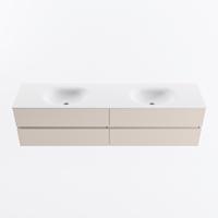 MONDIAZ VICA 190cm badmeubel onderkast Linen 4 lades. Wastafel MOON dubbel zonder kraangat, kleur Talc. - thumbnail
