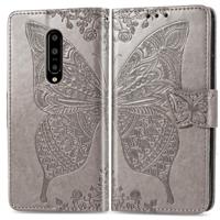 Butterfly Love bloemen reliëf horizontale Flip lederen case voor OnePlus 7 Pro met houder & kaartsleuven & portemonnee & Lanyard (grijs) - thumbnail