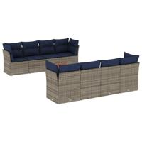 9-delige Loungeset met kussens poly rattan grijs - thumbnail