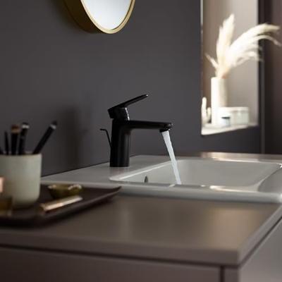 Wastafelmengkraan HansGrohe Vernis Blend 100 Eengreeps Met Trekwaste Mat Zwart