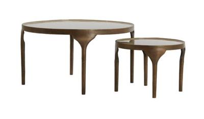 Light & Living Salontafel 'Lapaz' Set van 2 stuks, kleur Antiek Brons/Taupe