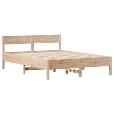 vidaXL Bedframe met hoofdbord massief grenenhout 150x200 cm, bed, bed ombouw, twijfelaar bed, bedbodem, slaapkamermeubel, 2 persoonsbed