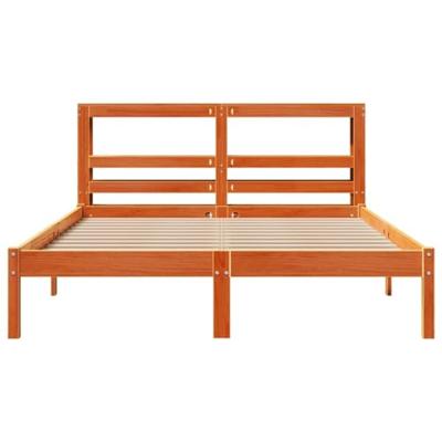 Bedframe met hoofdbord massief grenenhout wasbruin 160x200 cm
