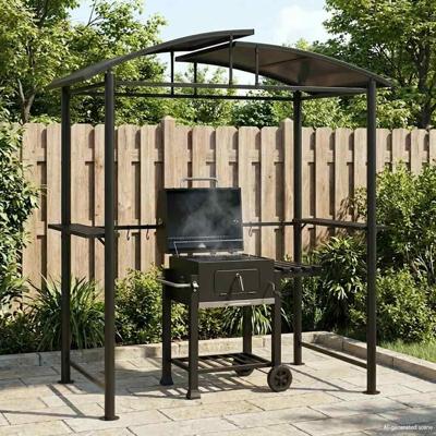 VidaXL Barbecue-overkapping 210x114x230 cm staal antracietkleurig