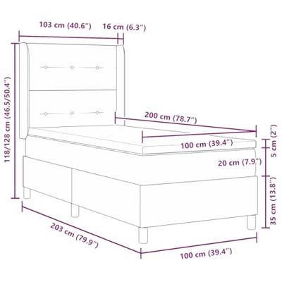 Boxspring Bed met Matras Lichtgrijs 100x200 cm Stof