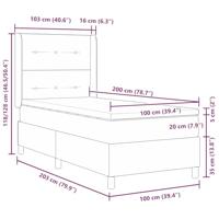 Boxspring Bed met Matras Lichtgrijs 100x200 cm Stof - thumbnail