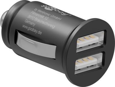 Goobay autolader 2x USB 2.0 max. 4.8A zwart