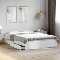 Bedframe met lades bewerkt hout wit 160x200 cm - thumbnail