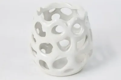 Countryfield theelichthouder keramiek faron 11.3x10.5cm wit