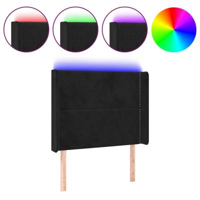 Hoofdbord LED 93x16x118/128 cm fluweel zwart - thumbnail