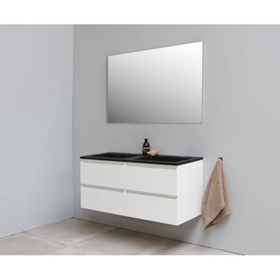 On-Line Badkamermeubelset - 120 cm - Voorgemonteerd - Ladestructuur - Acryl Wastafel - zonder Kraangat - Spiegel - Hoogglans Wit