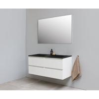 On-Line Badkamermeubelset - 120 cm - Voorgemonteerd - Ladestructuur - Acryl Wastafel - zonder Kraangat - Spiegel - Hoogglans Wit - thumbnail
