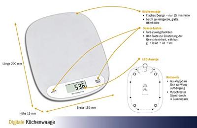 TFA Dostmann 50.2003.02 Keukenweegschaal Digitaal Met wandbevestiging Weegbereik (max.)=5000 g Wit 155 x 200 x 15