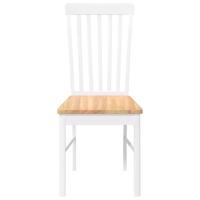Eetkamerstoelen met kussens 2 st massief hout rubber wit - thumbnail