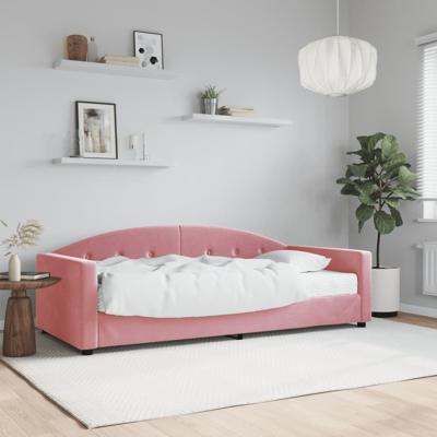 Slaapbank met matras 90x200 cm fluweel roze
