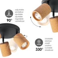 Home sweet home cork LED opbouwspot 3L rond kurk/zwart - thumbnail