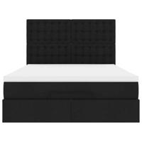 Ottoman bed met matras en LED's 140x200cm stof zwart - thumbnail