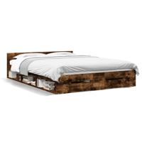 Bedframe met lades bewerkt hout gerookt eikenkleurig 150x200 cm - thumbnail