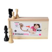 Schaakstukken essenhout in houten kist koning 88 mm - thumbnail