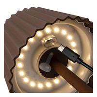 Lucide JUSTINE - Oplaadbare Tafellamp Binnen/Buiten - Accu/Batterij - LED Dimb. - 1x2W 2700K - IP54 - Met draadloos oplaadstation - Roest bruin - thumbnail