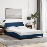 Bedframe met hoofdbord stof blauw 140x190 cm - thumbnail