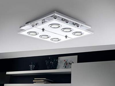 Eglo Led plafondlampCabo Square 6x3w - 3000K - 34cm chroom - 30932