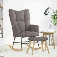 Schommelstoel met voetenbank stof taupe - thumbnail