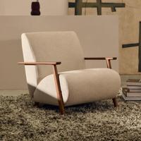 Kave Home Fauteuil 'Meghan' Chenille, kleur Beige/Bruin - thumbnail