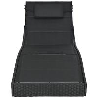 Ligbed poly rattan en textileen zwart - thumbnail
