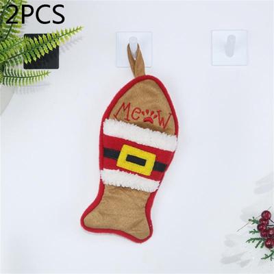 2 stuks CX20223 multifunctionele vis vorm kerst sok Gift Bag mes vork mouw kerstboom hanger decoratie (bruin) 2 stuks CX20223 multifunctionele vis vorm kerst sok Gift Bag mes vork mouw kerstboom hanger decoratie (bruin)