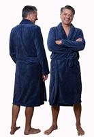 Marineblauwe badjas fleece - unisex-l/xl - thumbnail