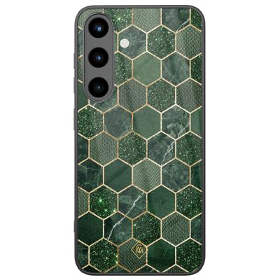 Samsung Galaxy S25 glazen hardcase - Kubus groen Samsung Galaxy S25 glazen hardcase - Kubus groen