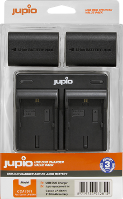 Jupio Value Pack: 2x Battery LP-E6NH 2130mAh + USB Dual Charger