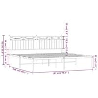 Bedframe met hoofdbord metaal zwart 183x213 cm - thumbnail