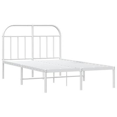 Bedframe met hoofdbord metaal wit 120x190 cm