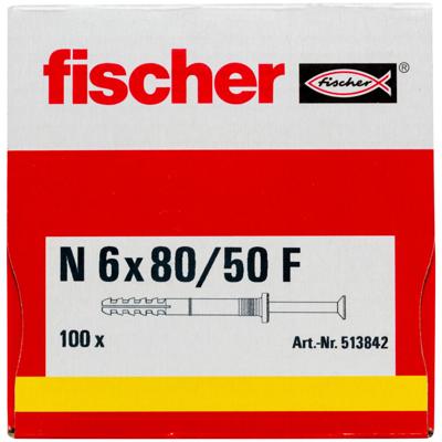 Fischer 513842 Spijkerplug 80 mm 6 mm 100 stuk(s)