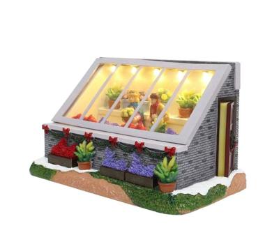 Old Fashioned Greenhouse with LED Polyresin 21cm Santaville - Santaville Old Fashioned Greenhouse with LED Polyresin 21cm Santaville - Santaville