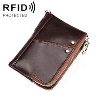 3533 Antimagnetic RFID Top-grain Leather Crazy Horse Texture Men Business Leisure Wallet (Coffee) - thumbnail