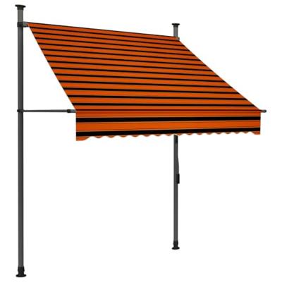 Luifel handmatig uitschuifbaar met LED 150 cm oranje en bruin - thumbnail