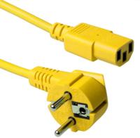 ACT AK5406 Stroomkabel Randaarde Stekker Schuko CEE7/7 male (haaks) - C13 Geel - 5 meter - thumbnail