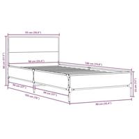 Bedframe bewerkt hout en metaal gerookt eikenkleurig 90x190 cm - thumbnail