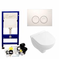 Geberit UP100 Toiletset set47 Villeroy & Boch O.Novo Compact Met Delta drukplaat - thumbnail