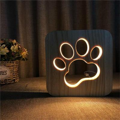 Creatieve vorm houten nacht lamp slaapkamer decoratie warm licht LED (Paw)