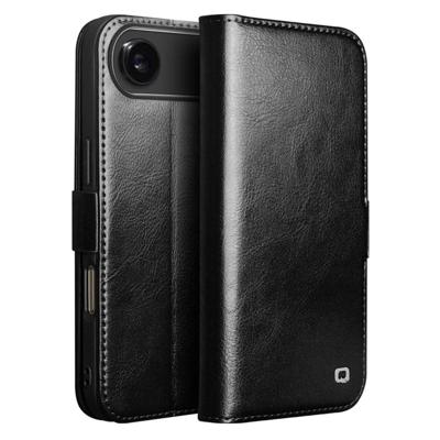 Qialino iPhone 17 Air hoesje - Leren bookcase - Zwart