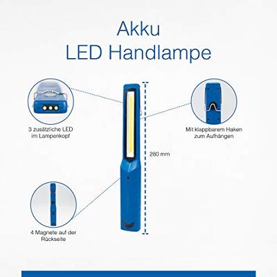 AS Schwabe 42820 Accu LED-staaflamp 2 W, 200 lumen - 6000 K daglicht - inspectielamp met magneten en haken om op te hangen - werkplaatslamp - werklamp - thumbnail
