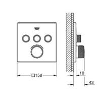 Grohe Inbouwkraan Grohtherm Smart Control Thermostaatkraan met 3-weg Omstelling Vierkant 4 knop Cool Sunrise Geborsteld - thumbnail