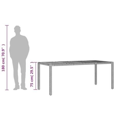 Tuintafel met acaciahouten blad 190x90x75 cm poly rattan grijs
