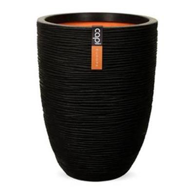 Capi nature elegant laag rib nl kunststof vaas 34x46 cm zwart
