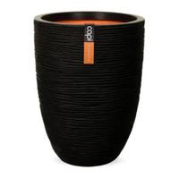 Capi nature elegant laag rib nl kunststof vaas 34x46 cm zwart - thumbnail